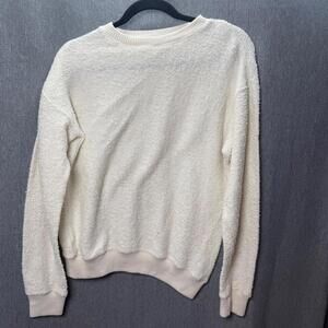 Southern Spirit Women's S White Ivory Casual Textured Crew Neck